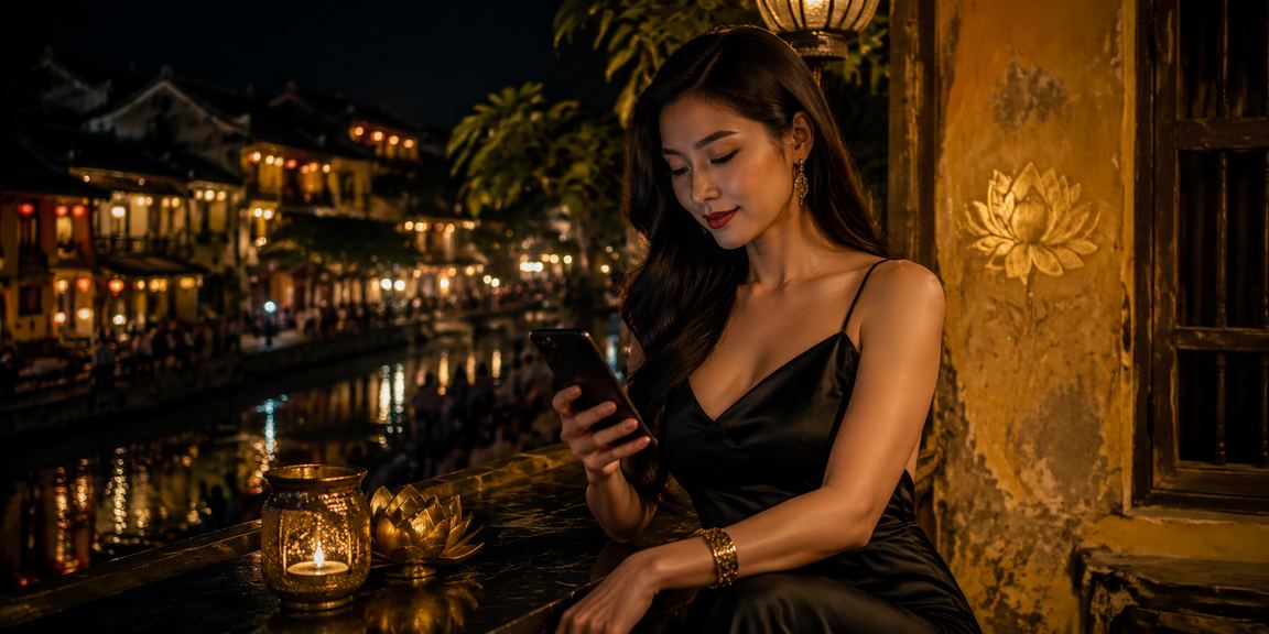Thanh niên Việt Nam chơi casino trên điện thoại di động tại Hội An